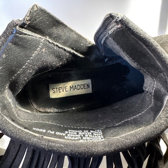 Steve Madden Suede Fringe Ankle Boots | Black Leather Suede Booties | Women’s 7M - Picture 6 of 10